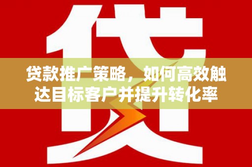 交口贷款推广策略，如何高效触达目标客户并提升转化率