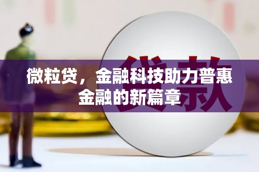 石龙微粒贷，金融科技助力普惠金融的新篇章